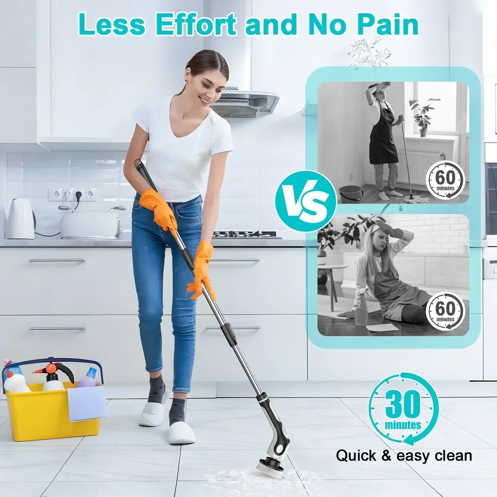 TINSOL 11-in-1 Multifunctional Electric Cleaning Brush – Rechargeable Smart Rotary Kitchen Cleaning Brush