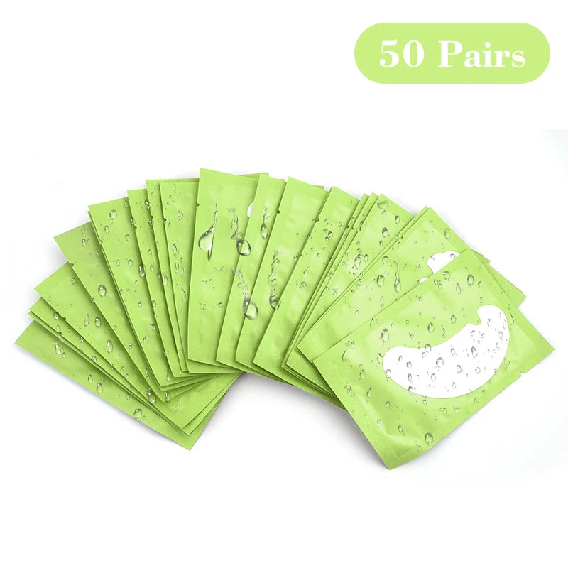 50 Pairs Hydrogel Eye Pads for Eyelash Extensions U-Shaped Gel Patches Lash Extension Supplies