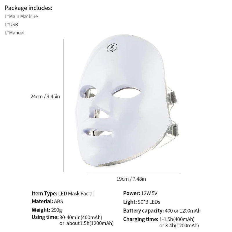 Forever Lily Wireless 7 Color LED Mask Touch Button 60×3 LEDs Photon Facial Beauty Mask