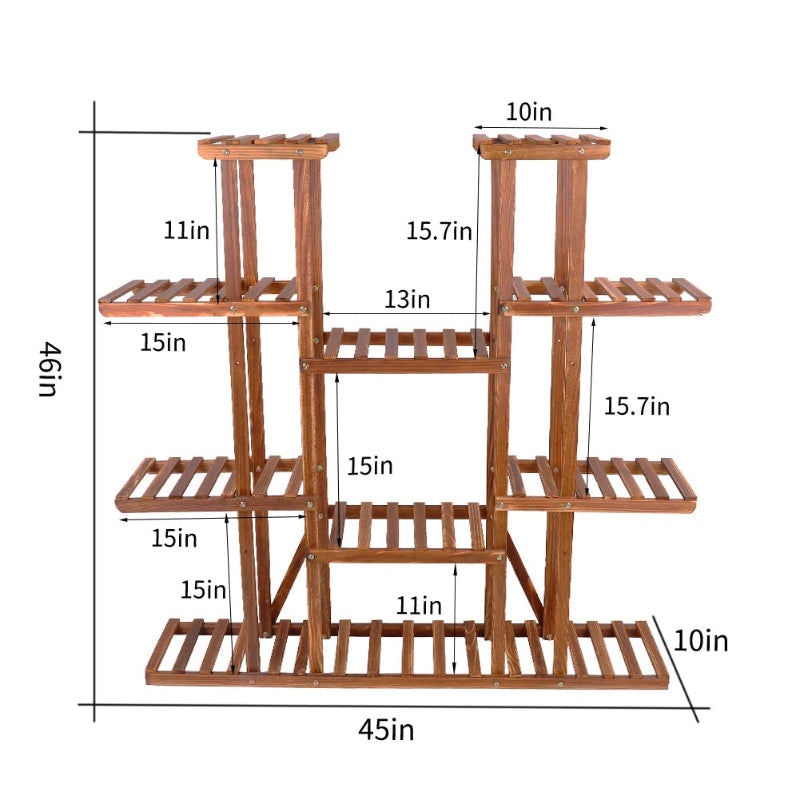 Large Multi-Tier Plant Stand – Brown Staggered Flower Pot Display Rack