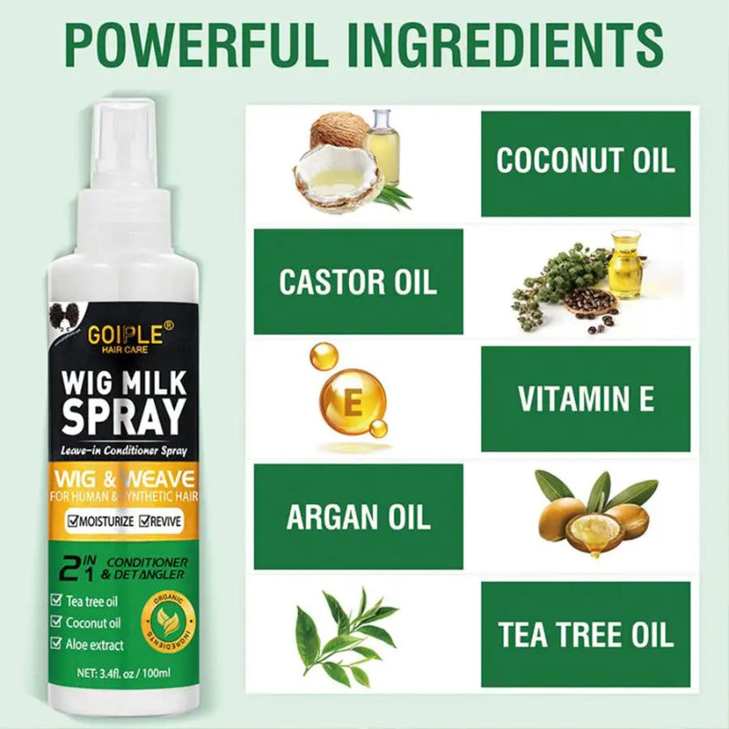 GOIPLE Wig Milk Spray 100ml Moisturizing Leave-In Conditioner Spray for Synthetic Hair Wigs