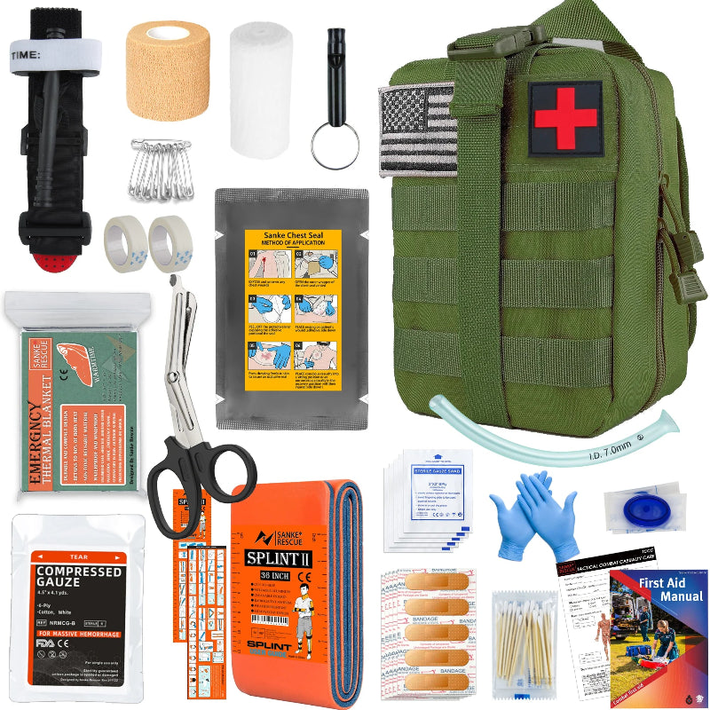 Survival Gear IFAK Kit with MOLLE System Tactical First Aid Bag for Outdoor, Hiking & Emergency