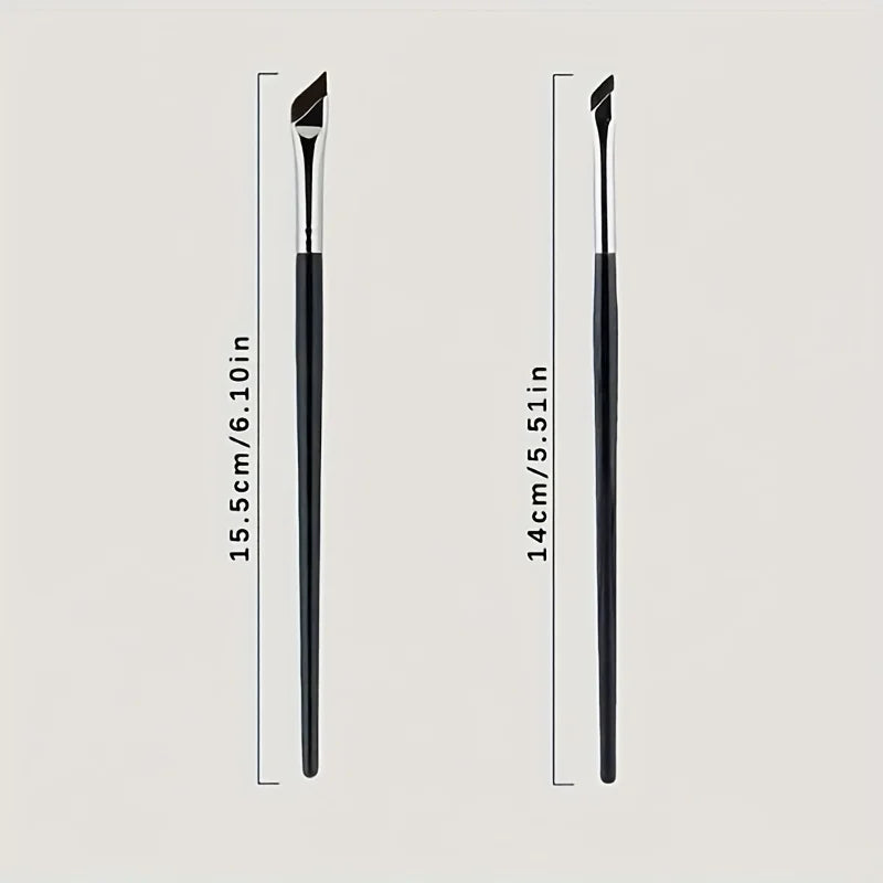 2-Piece Angled Eyeliner Brush Set – Precision Slanted Makeup Brushes for Eyeliner, Brows & Detail Work (Black or Silver)