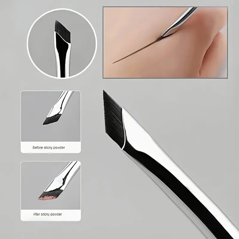 2-Piece Angled Eyeliner Brush Set – Precision Slanted Makeup Brushes for Eyeliner, Brows & Detail Work (Black or Silver)