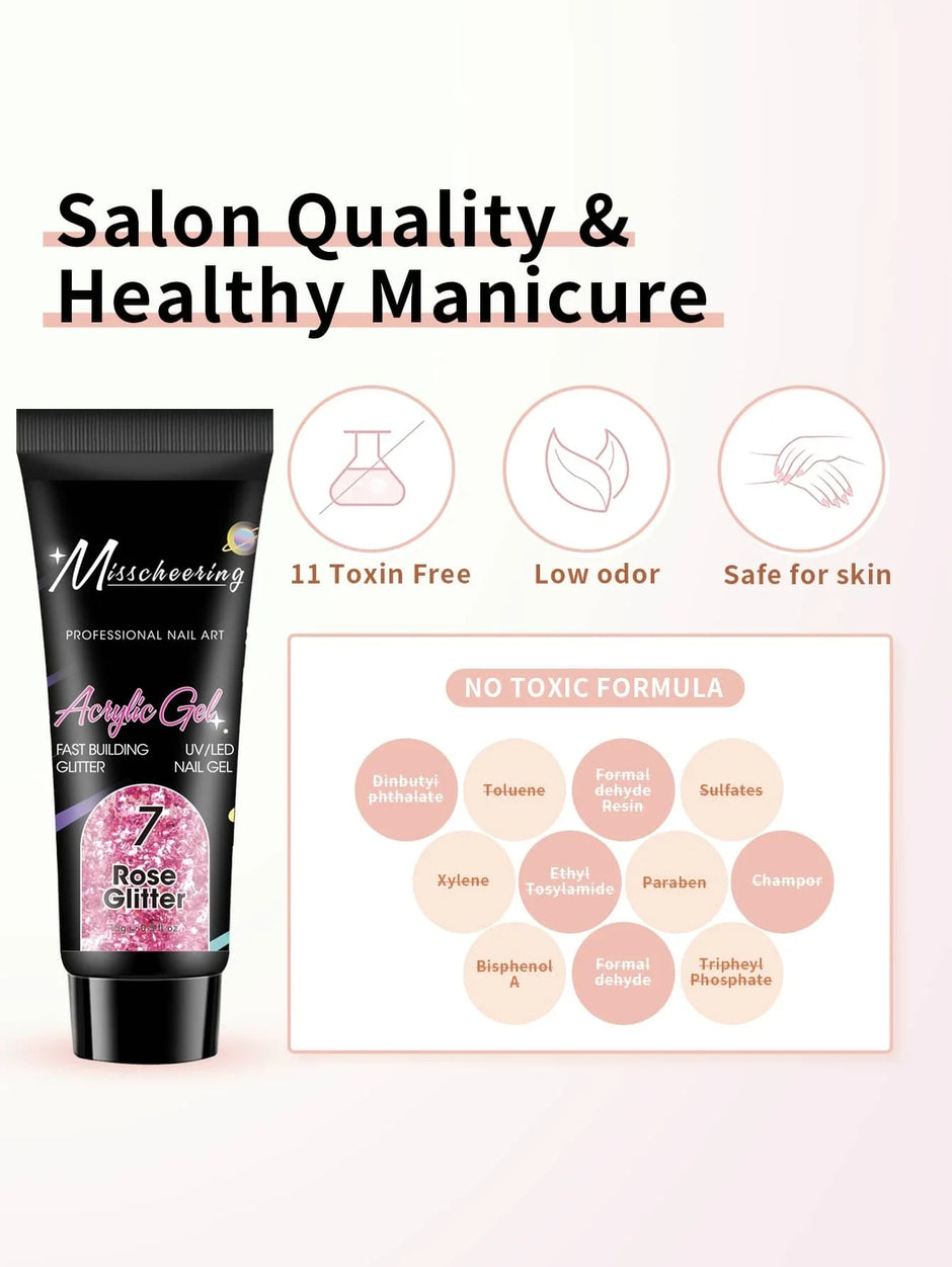 Misscheering Acrylic Gel Glitter UV/LED Nail Gel 15g x 12PCS Kit