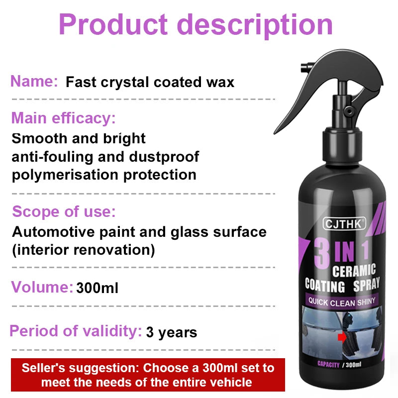 3 In 1 Car Ceramic Nano Coating Liquid Hydrophobic Paint Polish