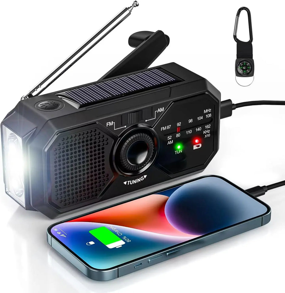 Sayin Solar Hand Crank Emergency Radio – 3500mAh Power Bank, AM/FM NOAA, LED Torch & SOS Alarm