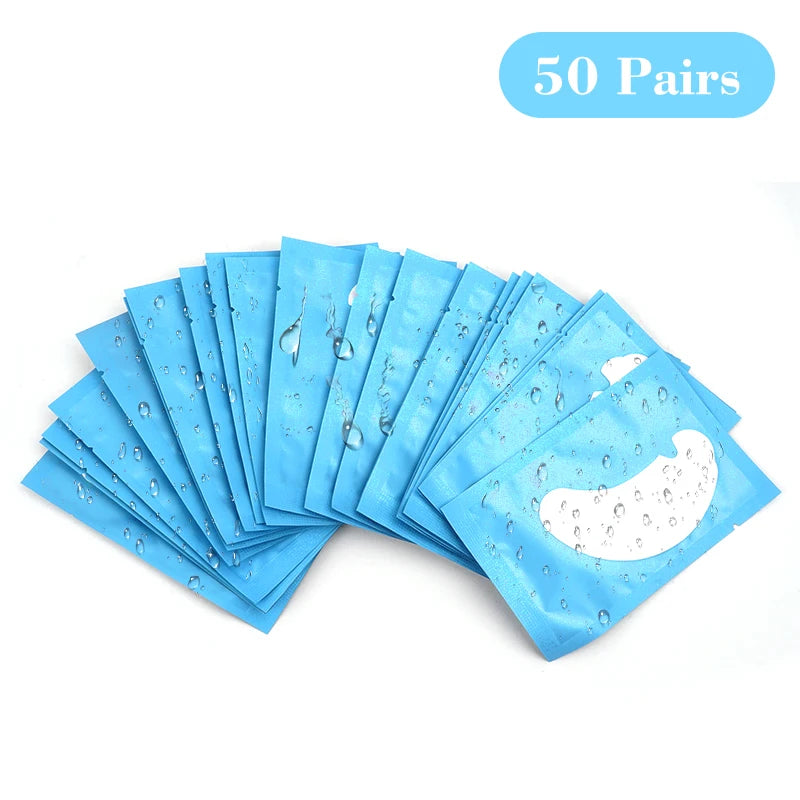 50 Pairs Hydrogel Eye Pads for Eyelash Extensions U-Shaped Gel Patches Lash Extension Supplies