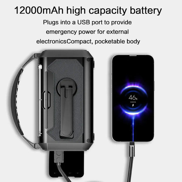 STONEGO 12000mAh Solar Hand Crank Emergency Radio – Dual Solar Panels, AM/FM NOAA & Reading Light