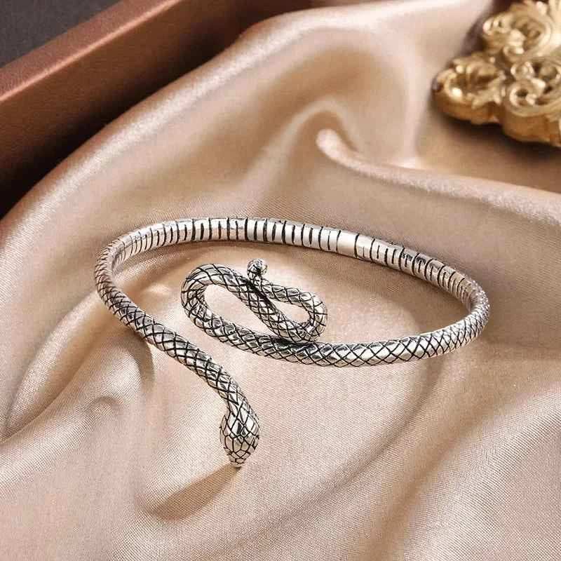 New Creative Retro Snake Shape Bracelets 925 Sterling Silver Jewelry Personality Temperament Animal Opening Bangles SL030