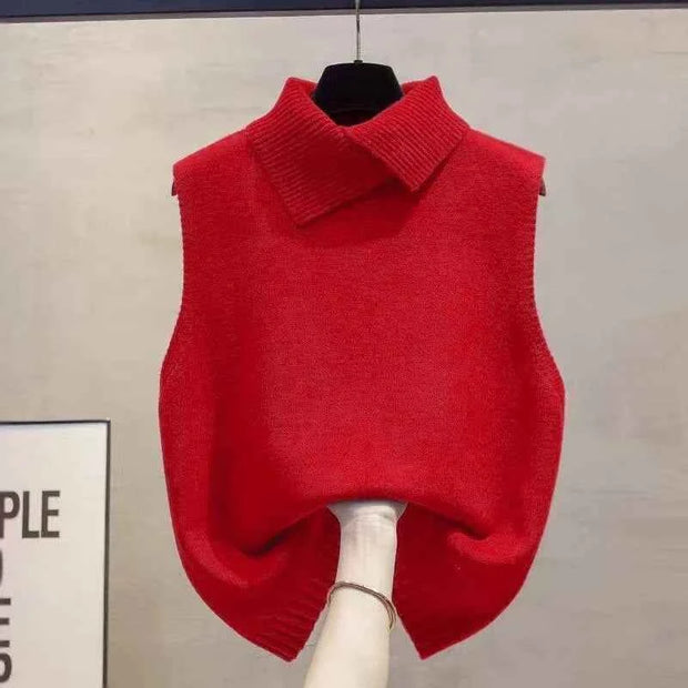 Knitted Sleeveless Turtleneck Vest – Stylish Casual Wear for Women | Multi-Color Options