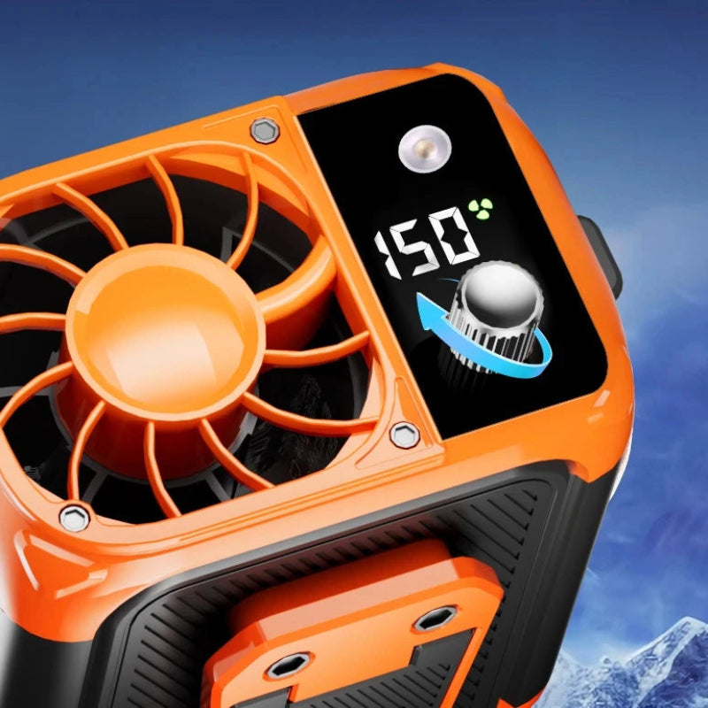 Rechargeable Waist Clip Cooling Fan with 150 Speeds, Digital Display, LED Light and Power Bank