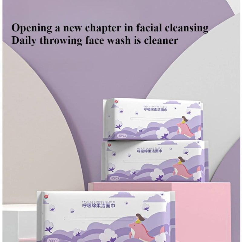 Face Cleaning Cloth 80PCS – White Lavender Facial Towel Pack for Daily Face Care