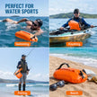 Orange Waterproof Swim Buoy Dry Bag with Touchscreen Phone Pouch and Adjustable Strap