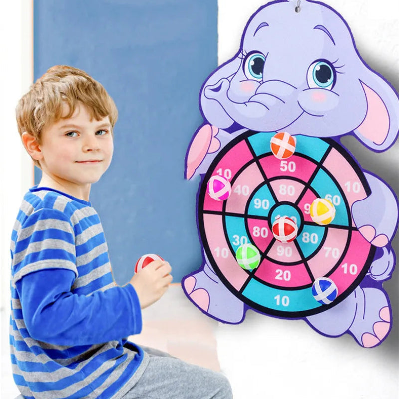 Montessori Cartoon Animal Dart Board Sticky Ball Game for Kids 2-4 Years Educational Interactive Toy Baby Family Indoor Activity