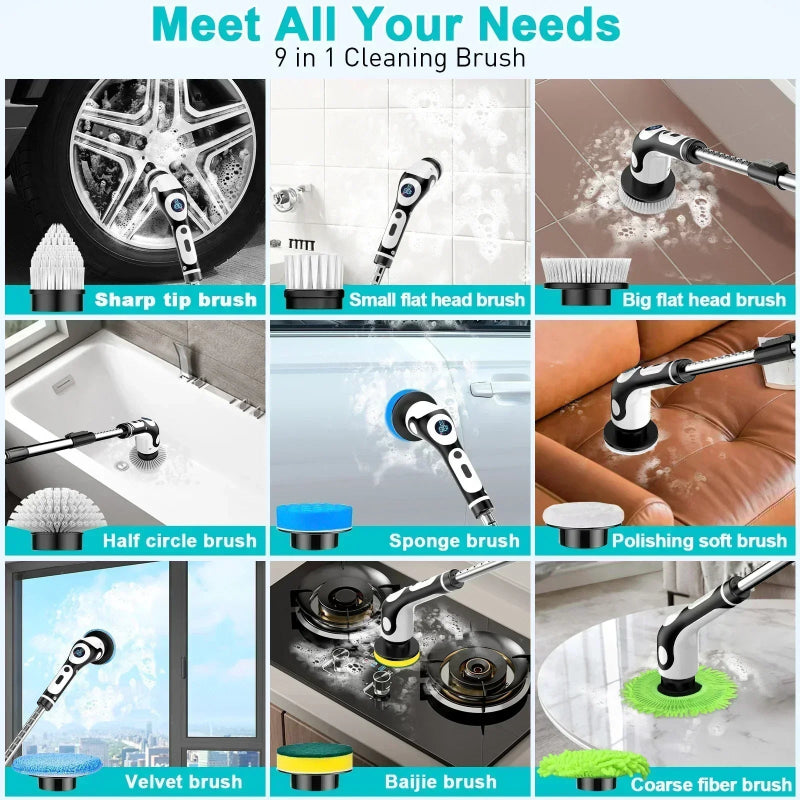 TINSOL 11-in-1 Multifunctional Electric Cleaning Brush – Rechargeable Smart Rotary Kitchen Cleaning Brush