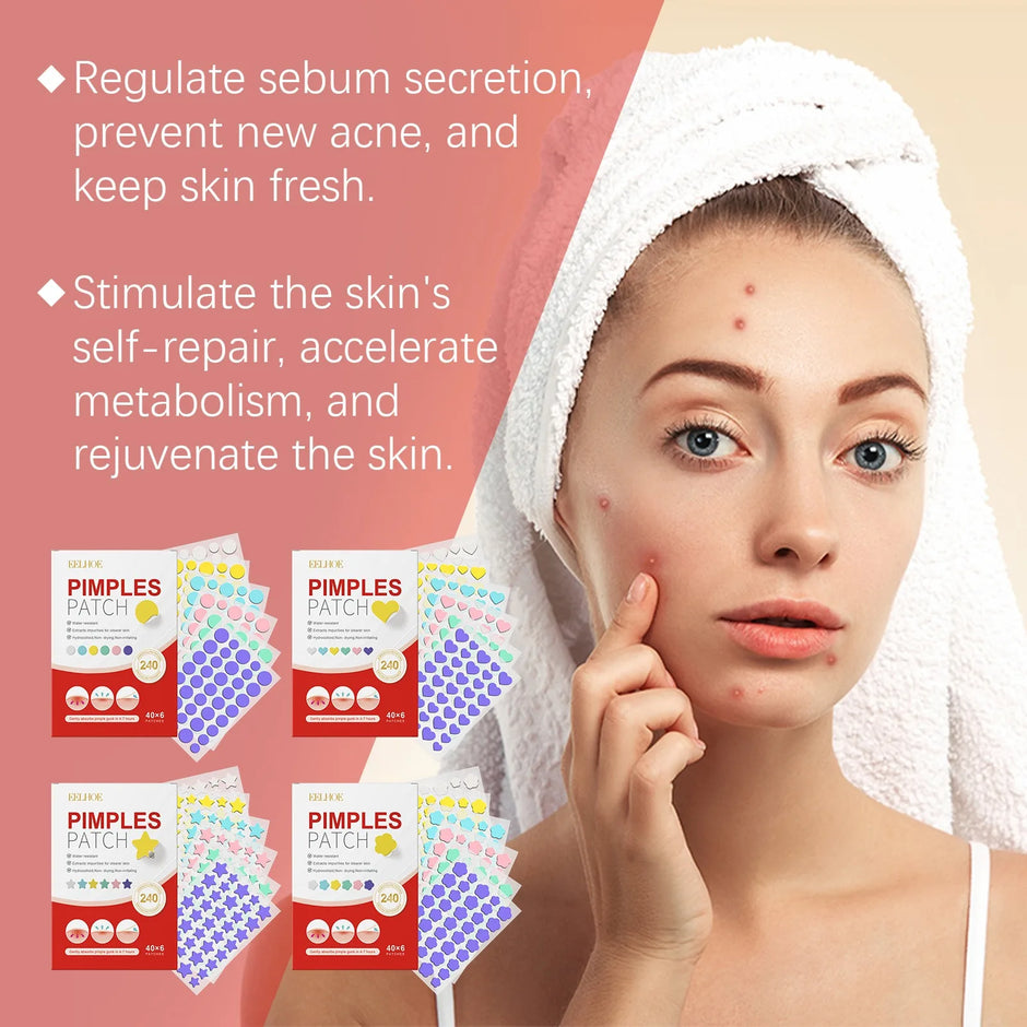 240-Piece Heart & Star Pimple Patches – Acne Dots for Blemish Coverage