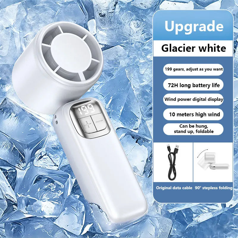Lenovo 199-Speed Foldable Ice Cooling Handheld Fan with Type-C Charging & Digital Display