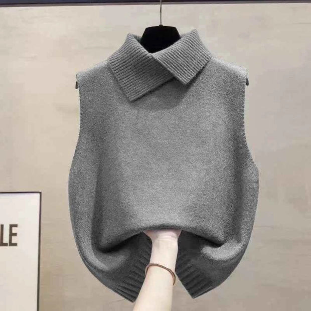 Knitted Sleeveless Turtleneck Vest – Stylish Casual Wear for Women | Multi-Color Options