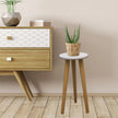 Wooden Round 3-Leg Flower Stand – White Top Plant Display Table in Two Sizes