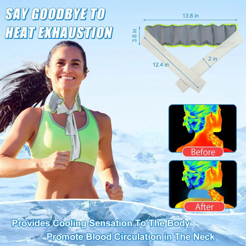 Reusable Cooling Ice Pack Neck Scarf Wrap with Adjustable Straps for Outdoor Activities