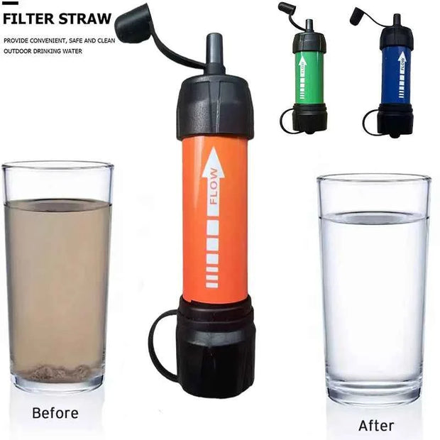 Portable 3-Stage Water Filter Straw with 0.01-Micron Filtration for Camping, Hiking and Emergency Use