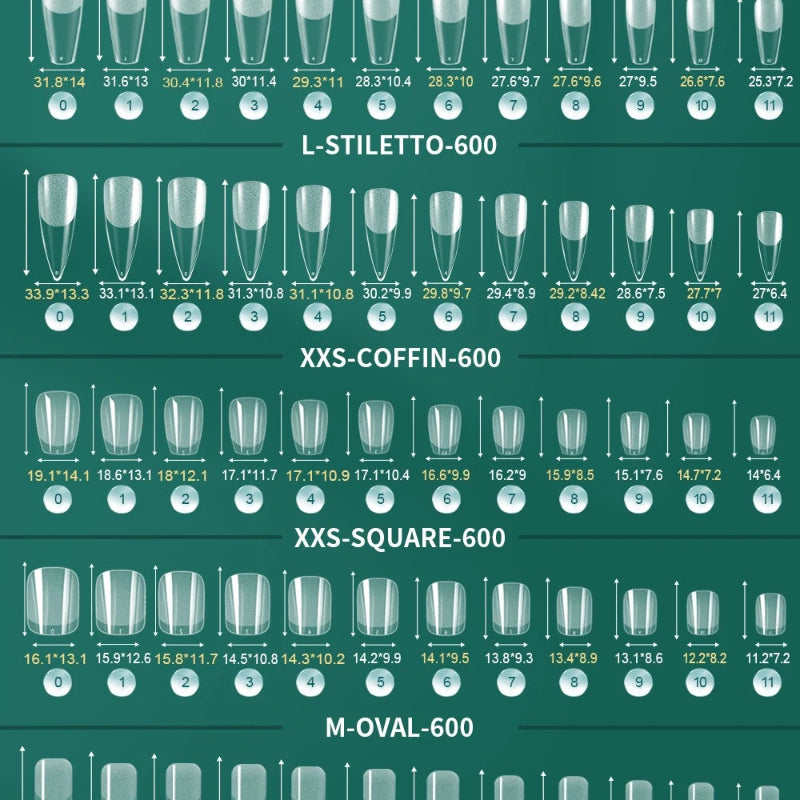 Nailpop Half Matte Gel Nail Tips – 600 Pieces Box, 12 Sizes