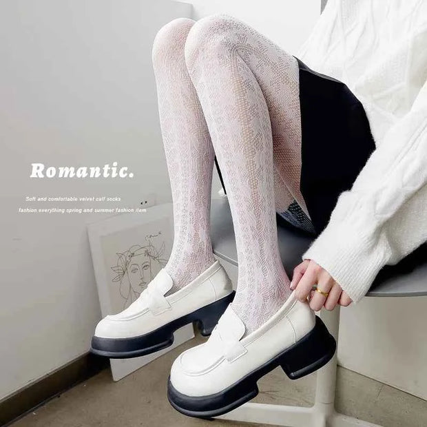 Thin style internet celebrity pure desire Japanese Style hollow heart Lace sexy ins hook  Jumpsuit pantyhose for women in summer