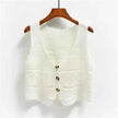 Knitted Button-Up Crop Vest – Stylish Casual Wear for Women | Multi-Color Options