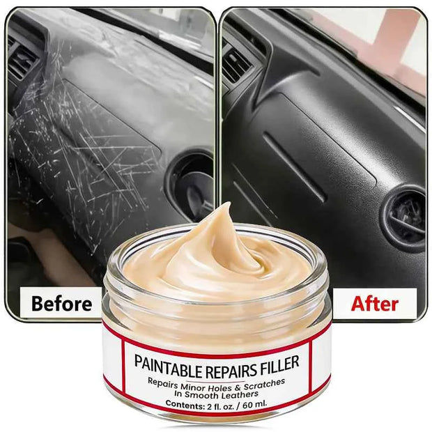Paintable Leather Repair Filler Paste – Multi-Purpose Scratch Repair Cream for Car Interiors & Home Leather Care