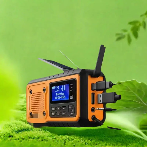 Sayin Solar Hand Crank Emergency Radio – 5000mAh Power Bank, DAB+/FM, Bluetooth & LED Flashlight