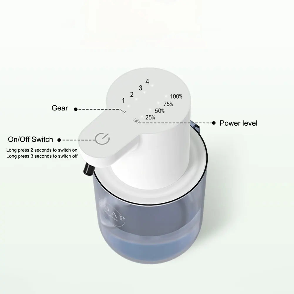 400ML Automatic Foam & Gel Soap Dispenser – 4-Level Infrared Sensor Touchless Pump, IPX5