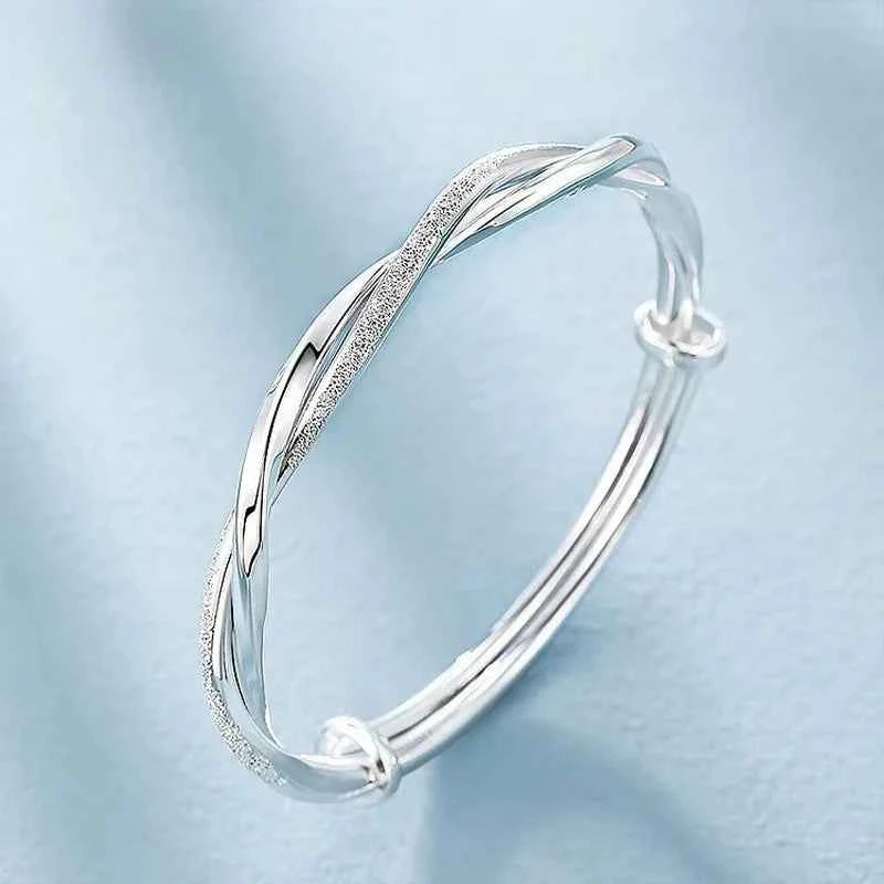 925 sterling silver original pretty weave bracelets Bangles for women fashion party wedding engagement jewelry Adjustable size