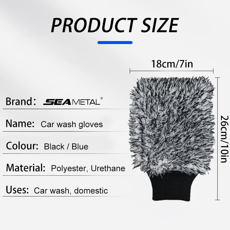 SEAMETAL Microfiber Wheel Cleaning Brush Non-Slip Soft Car Wash Mitt