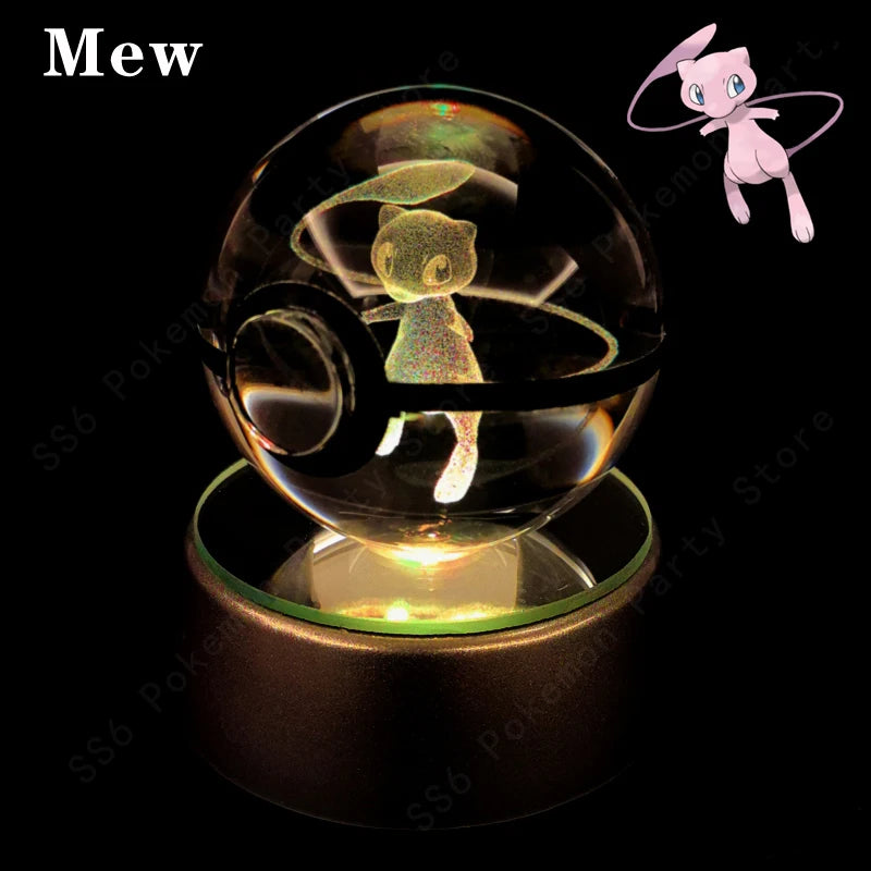 Pokémon 3D Crystal Ball Night Light with Color-Changing LED Base