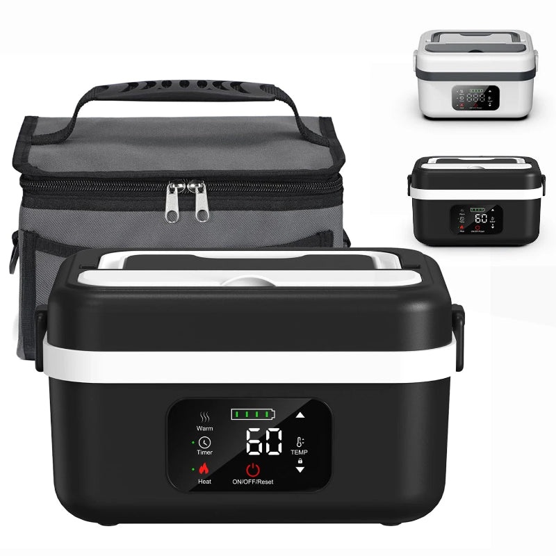 Wireless Electric Insulated Lunch Box 8000mAh Battery 60W Heating Food Warmer with 1L Stainless Steel Container