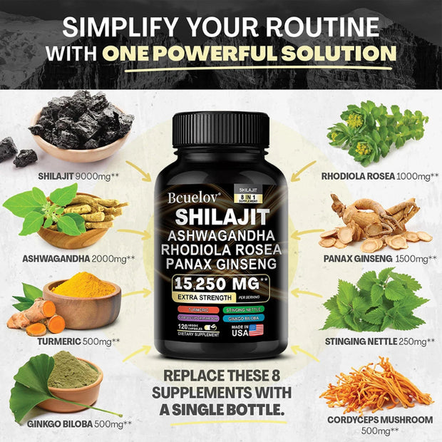 Bcuelov Shilajit Complex Supplement for Enhanced Energy and Vitality