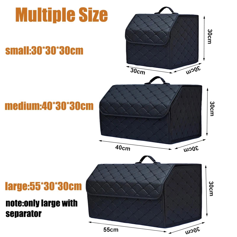 Car Trunk Organizer Box Large Capacity Folding Leather Storage Bag