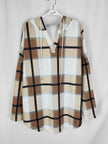 Women's Plus Size Plaid Hooded Tunic – Long Sleeve Drawstring Pullover Top