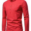 Men’s Long Sleeve Mandarin Collar Button Shirt with Multiple Color Options