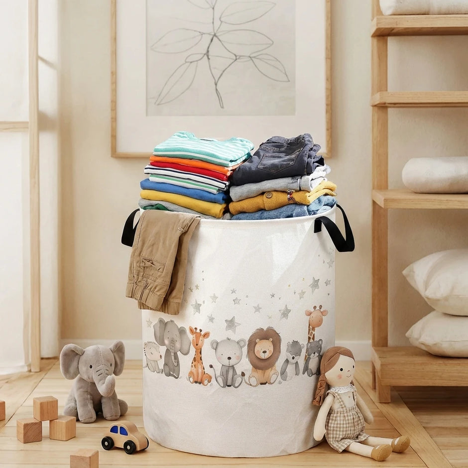 Animal Laundry Basket Foldable Canvas Storage Basket