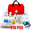 210-Piece Portable First Aid Kit with Red Zippered Medical Bag for Car, Travel and Outdoor Use