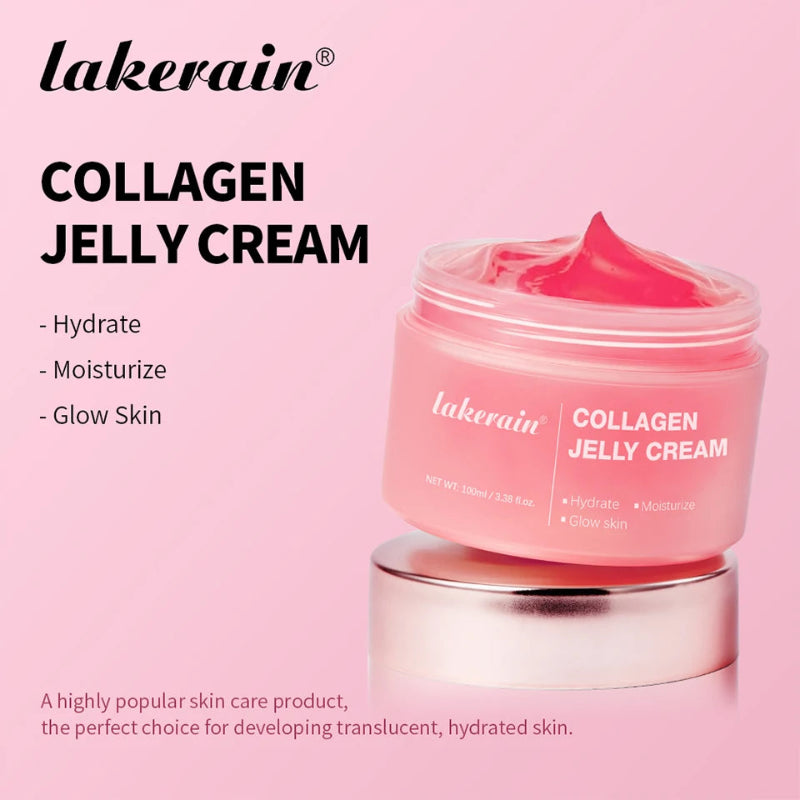 lakerain Collagen Jelly Cream 100ml – Hydrolyzed Collagen & Niacinamide Moisturizer for Face, Neck & Hands