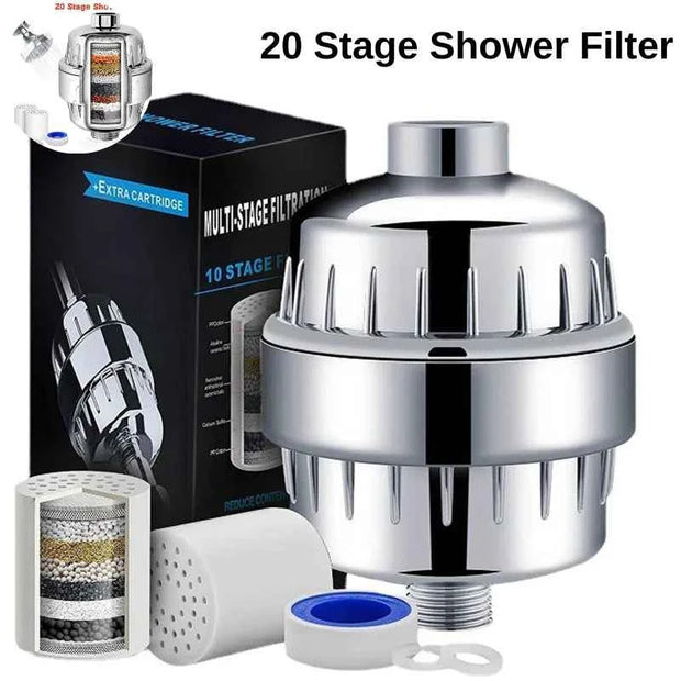 20 Stage Shower Water Filter High Output Shower Head Filter for Chlorine Fluoride & Hard Water Filtration