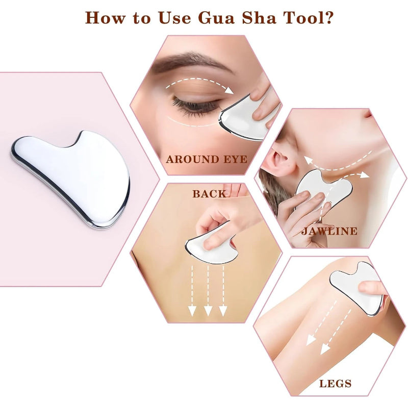 Facial Gua Sha Roller Set with Stainless Steel Massage Tool and Ice Face Roller Beauty Kit