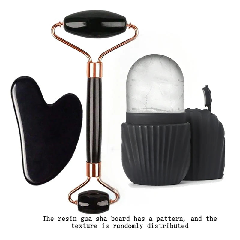 Optional 1Pc, 3Pcs Ice Face Roller & Gua Sha Tool Set, Portable Facial Massage Skin Care Accessory