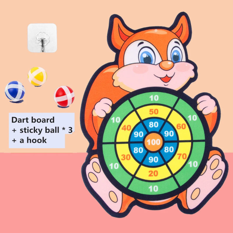 Montessori Cartoon Animal Dart Board Sticky Ball Game for Kids 2-4 Years Educational Interactive Toy Baby Family Indoor Activity