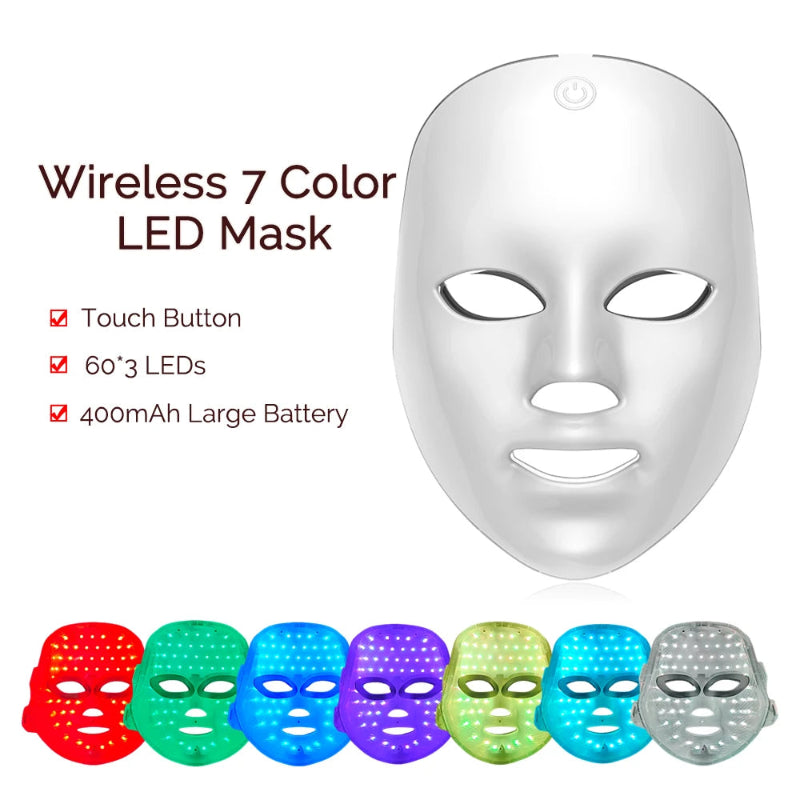 Forever Lily Wireless 7 Color LED Mask Touch Button 60×3 LEDs Photon Facial Beauty Mask