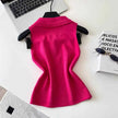 Colorful Zip-Up Collar Knit Tops by Sing Reiny