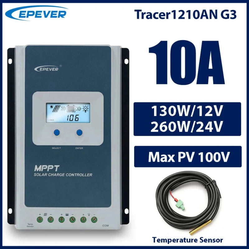 EPEVER MPPT Tracer Solar Charge Controller 10A 20A 30A 40A 12V/24V Battery Regulator